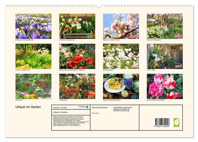 Produktbild: Urlaub im Garten (Wandkalender 2026 DIN A2 quer), CALVENDO Monatskalender