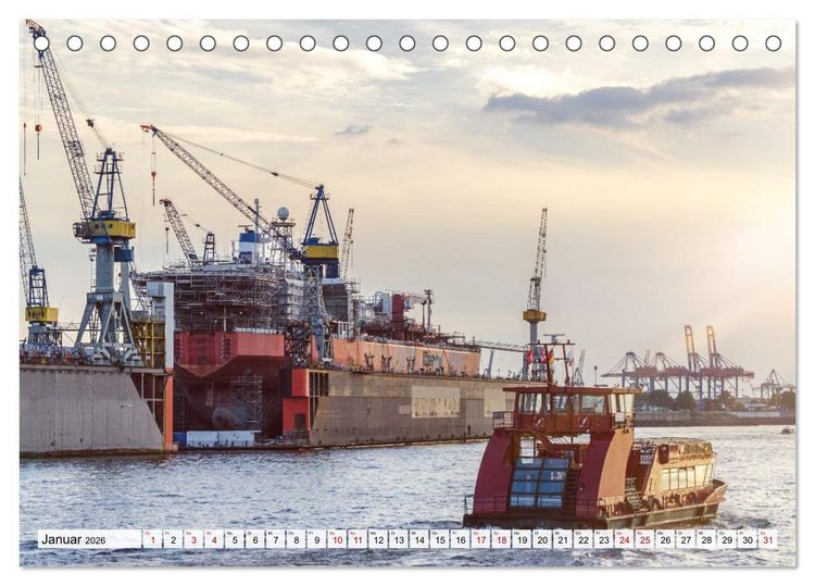 Produktbild: Moin Hamburg - Durch das Jahr an der Elbe (Tischkalender 2026 DIN A5 quer), CALVENDO Monatskalender