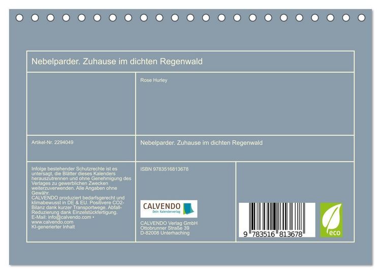 Produktbild: Nebelparder. Zuhause im dichten Regenwald (Tischkalender 2027 DIN A5 quer), CALVENDO Monatskalender