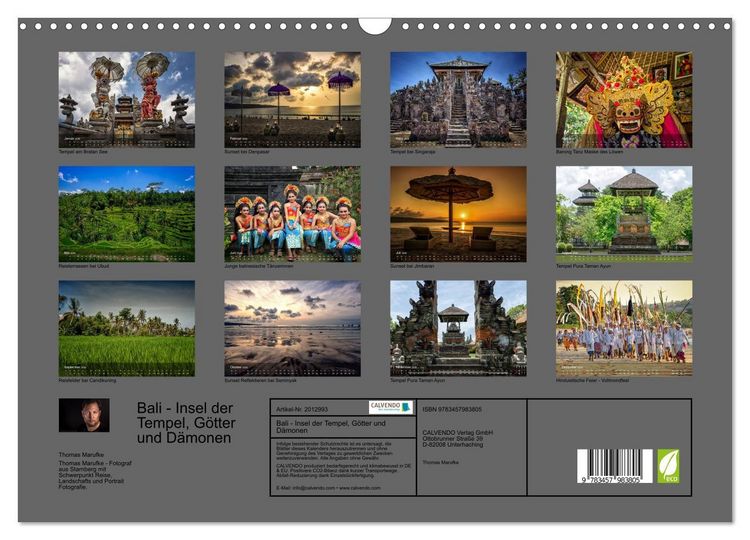 Produktbild: Bali - Insel der Tempel, G&ouml;tter und D&auml;monen (Wandkalender 2026 DIN A3 quer), CALVENDO Monatskalender