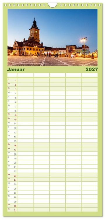 Produktbild: Familienplaner 2027 - Mittelalterliche St&auml;dte Rum&auml;niens mit 5 Spalten (Wandkalender, 21 x 45 cm) CALVENDO