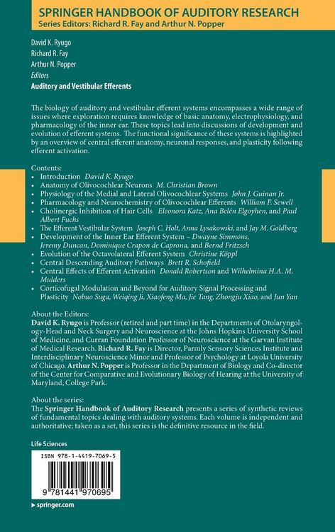 Produktbild: Auditory and Vestibular Efferents