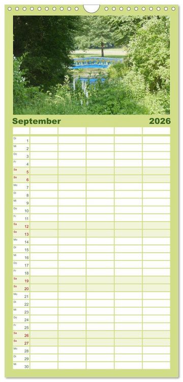 Produktbild: Familienplaner 2026 - Moritzburg, Weesenstein, Muskau - Drei sch&ouml;ne s&auml;chsische Schl&ouml;sser mit 5 Spalten (Wandkalender, 21 x 45 cm) CALVENDO