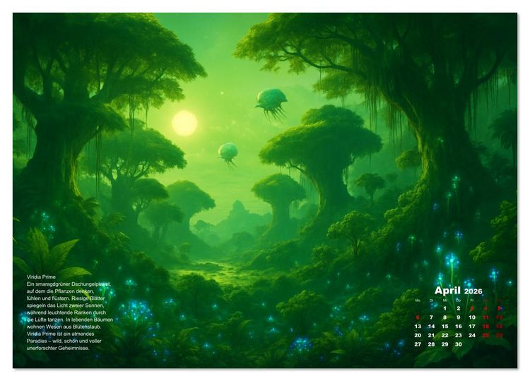 Produktbild: Phantastische Planeten (hochwertiger Premium Wandkalender 2026 DIN A2 quer), Kunstdruck in Hochglanz