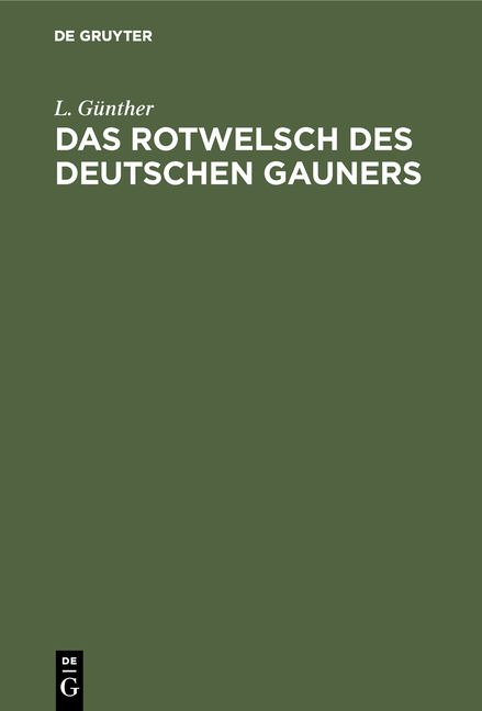 Produktbild: Das Rotwelsch des deutschen Gauners