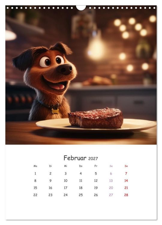 Produktbild: Fellnasen am K&uuml;chentisch - 12 KI-Motive mit Hunden (Wandkalender 2027 DIN A3 hoch), CALVENDO Monatskalender