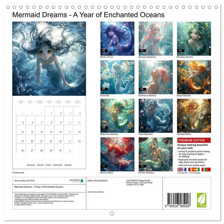Produktbild: Mermaid Dreams - A Year of Enchanted Oceans (Wall Calendar 2026 12 &times; 12 Inch) CALVENDO 12 Month Wall Calendar