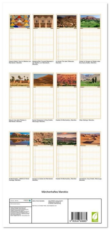 Produktbild: Familienplaner 2026 - M&auml;rchenhaftes Marokko mit 5 Spalten (Wandkalender, 21 x 45 cm) CALVENDO