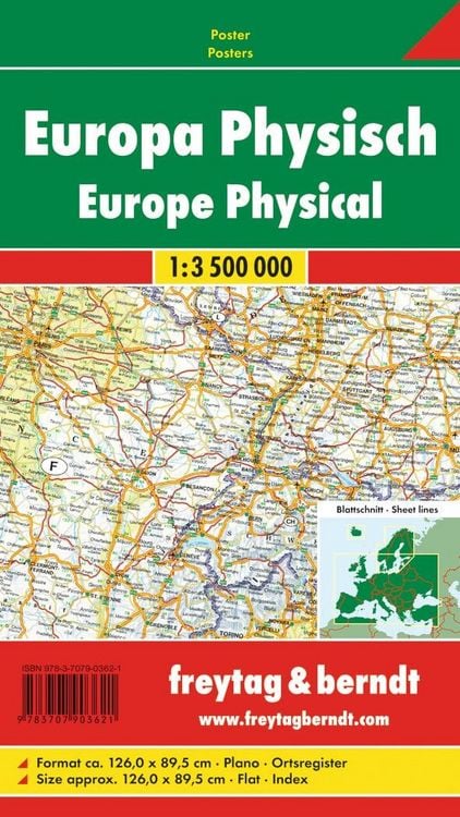 Produktbild: Freytag & berndt Poster Europa physisch 1:3,5 Mio.