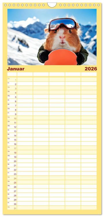 Produktbild: Familienplaner 2026 - Meerschweinchen - Hauptsache Urlaub mit 5 Spalten (Wandkalender, 21 x 45 cm) CALVENDO