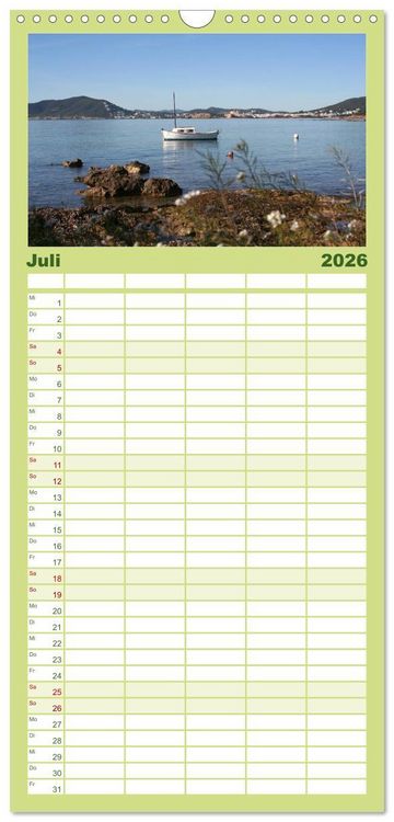 Produktbild: Familienplaner 2026 - Zauberhaftes Ibiza mit 5 Spalten (Wandkalender, 21 x 45 cm) CALVENDO