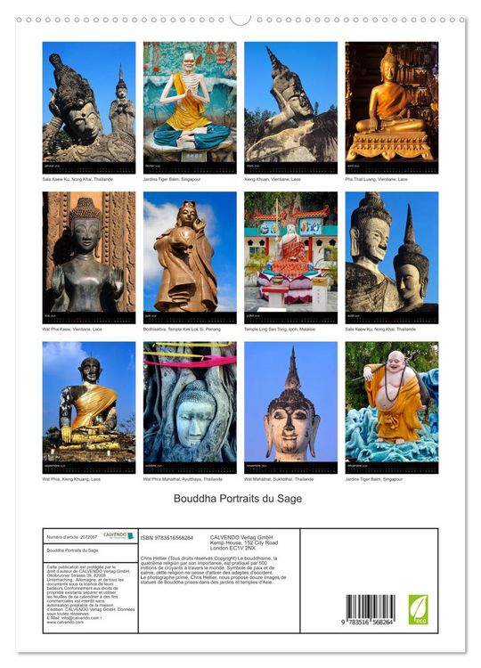 Produktbild: Bouddha Portraits du Sage (Calendrier mural 2026 DIN A2 horizontal) calendrier de bureau