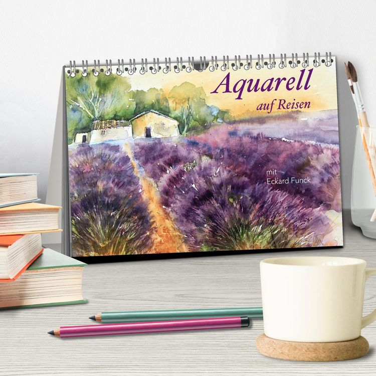 Produktbild: Aquarell auf Reisen - mit Eckard Funck (Tischkalender 2026 DIN A5 quer), CALVENDO Monatskalender