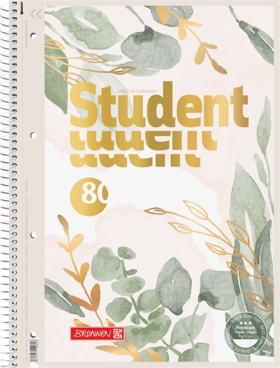 Produktbild: Brunnen Collegeblock Premium Student &bdquo;Bloom&ldquo; &brvbar; A4, Lineatur 27, 80 Blatt