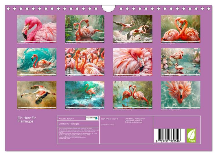 Produktbild: Ein Herz f&uuml;r Flamingos (Wandkalender 2026 DIN A4 quer), CALVENDO Monatskalender