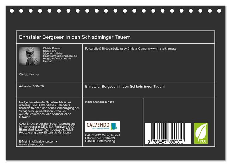 Produktbild: Ennstaler Bergseen in den Schladminger Tauern (Tischkalender 2026 DIN A5 quer), CALVENDO Monatskalender