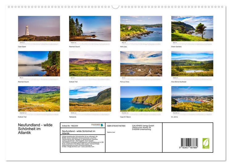 Produktbild: Neufundland - wilde Sch&ouml;nheit im Atlantik (hochwertiger Premium Wandkalender 2026 DIN A2 quer), Kunstdruck in Hochglanz