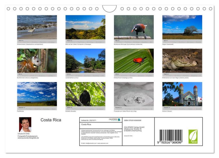 Produktbild: Costa Rica (Wandkalender 2026 DIN A4 quer), CALVENDO Monatskalender