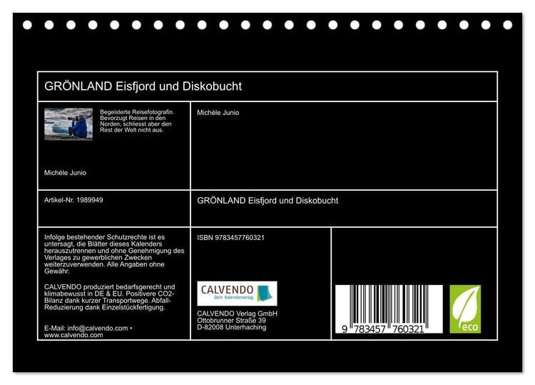 Produktbild: GR&Ouml;NLAND Eisfjord und Diskobucht (Tischkalender 2026 DIN A5 quer), CALVENDO Monatskalender