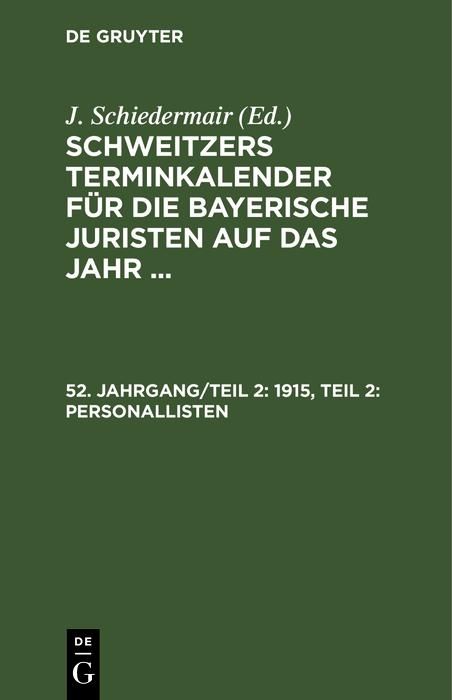 Produktbild: 1915, Teil 2: Personallisten