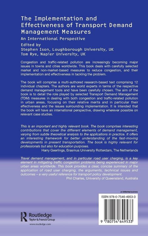 Produktbild: The Implementation and Effectiveness of Transport Demand Management Measures
