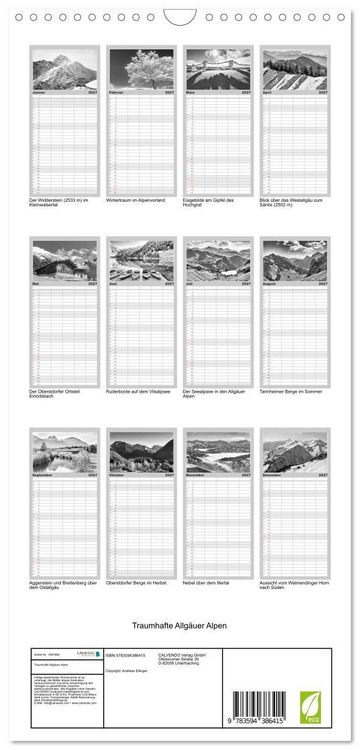 Produktbild: Familienplaner 2027 - Traumhafte Allg&auml;uer Alpen mit 5 Spalten (Wandkalender, 21 x 45 cm) CALVENDO
