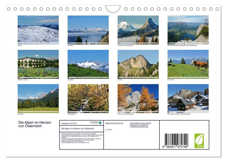 Produktbild: Die Alpen im Herzen von &Ouml;sterreich (Wandkalender 2026 DIN A4 quer), CALVENDO Monatskalender