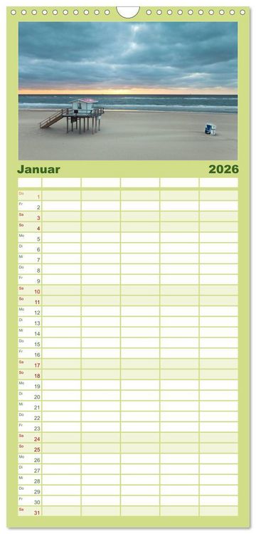 Produktbild: Familienplaner 2026 - SYLT hinter den D&uuml;nen mit 5 Spalten (Wandkalender, 21 x 45 cm) CALVENDO