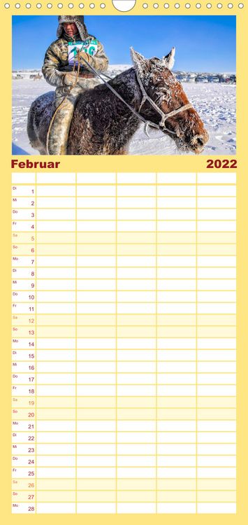 Produktbild: Familienplaner Reise durch Asien - Mongolei (Wandkalender 2022 , 21 cm x 45 cm, hoch)