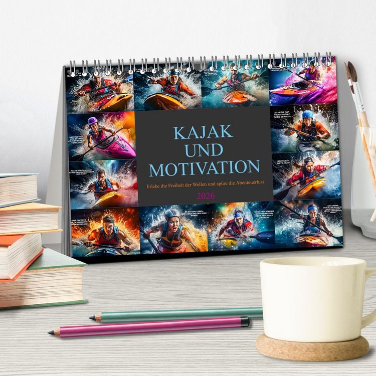 Produktbild: Kajak und Motivation (Tischkalender 2026 DIN A5 quer), CALVENDO Monatskalender