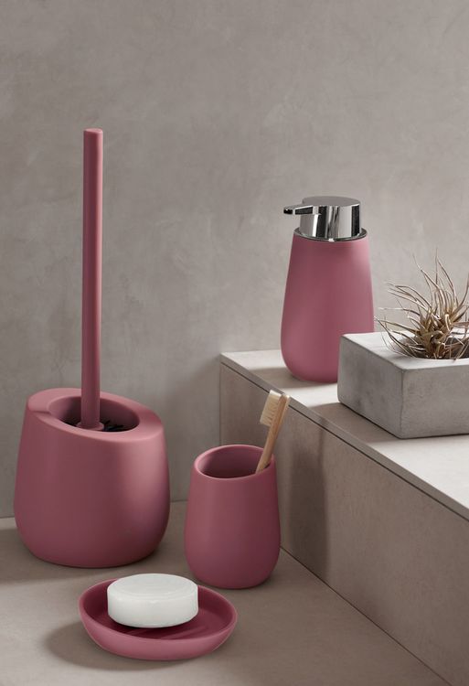 Produktbild: WC-Garnitur Mod. Badi Altrosa Keramik, mit Silikon-B&uuml;rstenkopf