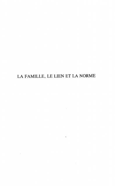 Produktbild: La Famille, Le Lien Et La Norme