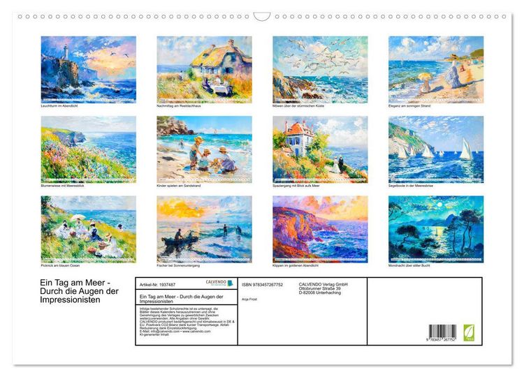 Produktbild: Ein Tag am Meer - Durch die Augen der Impressionisten (Wandkalender 2026 DIN A2 quer), CALVENDO Monatskalender