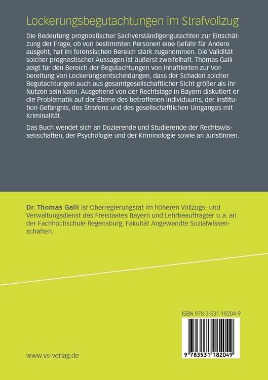 Produktbild: Lockerungsbegutachtungen im Strafvollzug