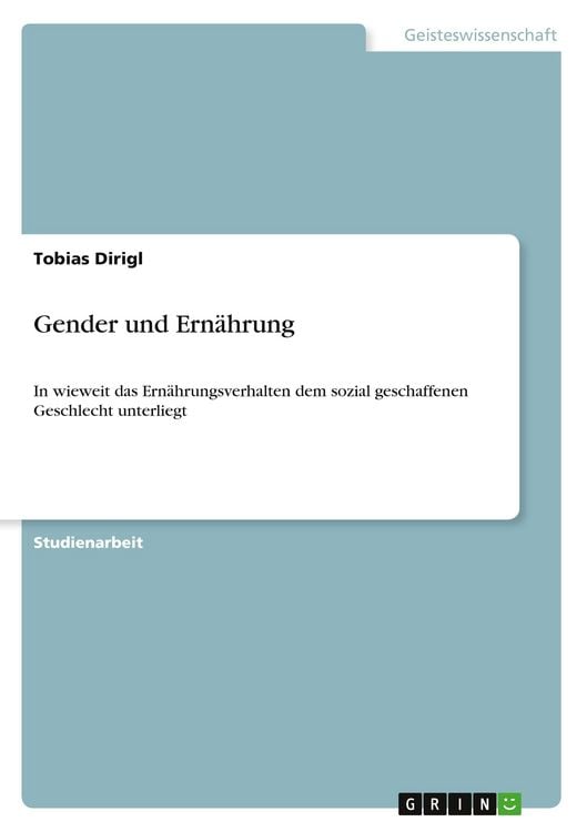 Produktbild: Gender und Ern&auml;hrung