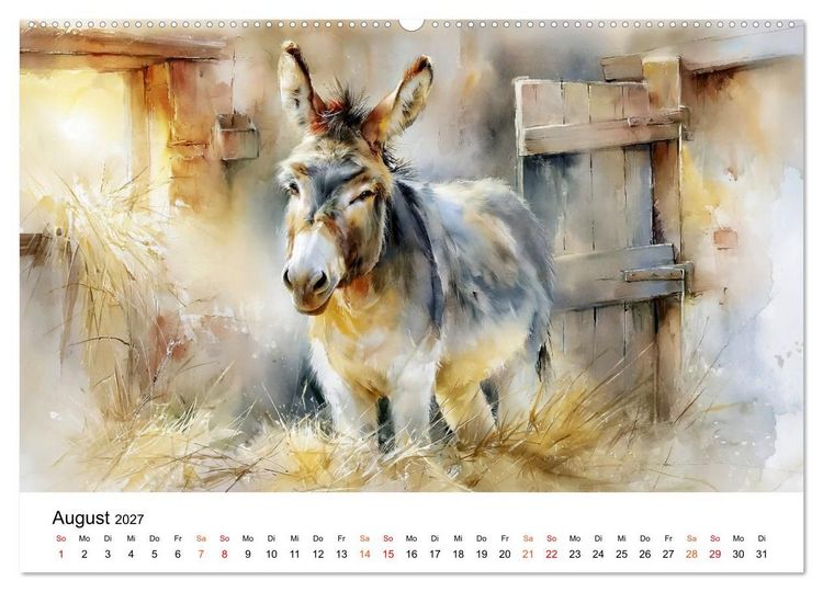 Produktbild: Esel - Wenn Ruhe ein Gesicht h&auml;tte (hochwertiger Premium Wandkalender 2027 DIN A2 quer), Kunstdruck in Hochglanz