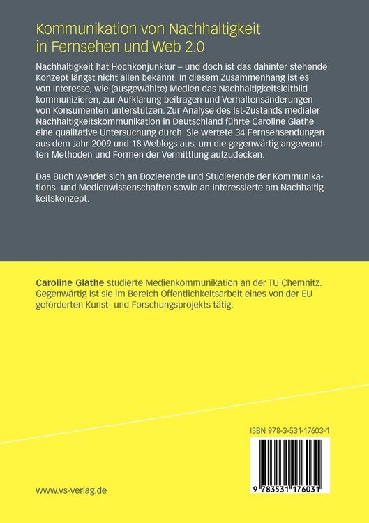 Produktbild: Kommunikation von Nachhaltigkeit in Fernsehen und Web 2.0
