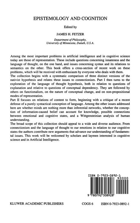 Produktbild: Epistemology and Cognition