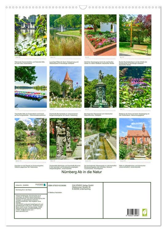 Produktbild: N&uuml;rnberg Ab in die Natur (Wandkalender 2026 DIN A2 hoch), CALVENDO Monatskalender