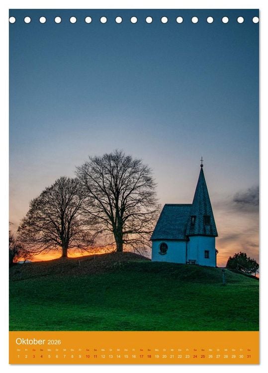 Produktbild: Malerische Kirchen und Kapellen (Tischkalender 2026 DIN A5 hoch), CALVENDO Monatskalender
