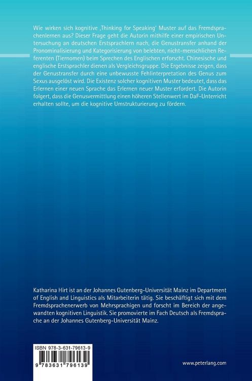 Produktbild: Genustransfer durch &laquo;Thinking for Speaking&raquo;