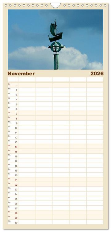 Produktbild: Familienplaner 2026 - An der Nordsee mit 5 Spalten (Wandkalender, 21 x 45 cm) CALVENDO
