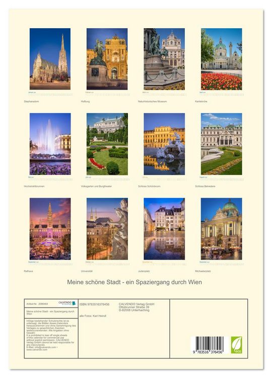 Produktbild: Meine sch&ouml;ne Stadt - ein Spaziergang durch Wien (Wandkalender 2026 DIN A3 hoch), CALVENDO Monatskalender
