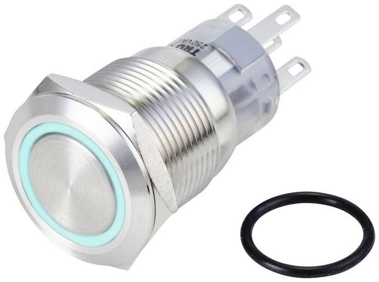 Produktbild: TRU COMPONENTS TC-10090936 LAS1-AGQ-11E/B/24V/S Vandalismusgesch&uuml;tzter Drucktaster 250 V/AC 3 A 1 x Ein/(Ein) tastend Blau IP65 1 St.