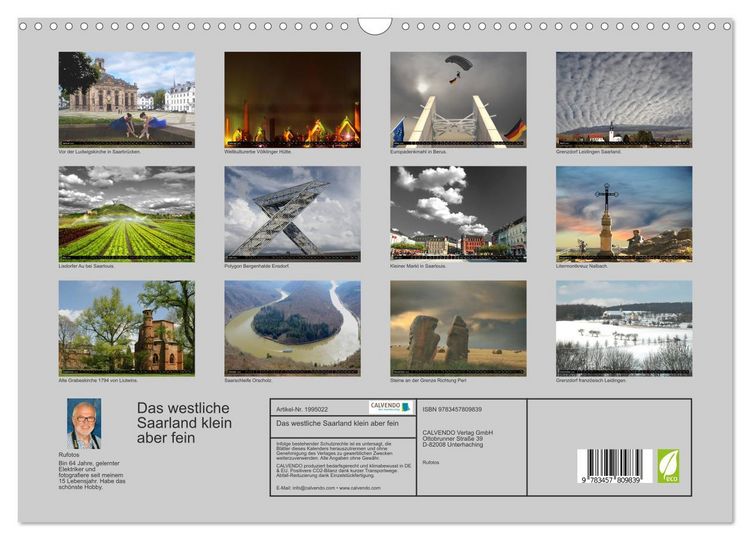 Produktbild: Das westliche Saarland klein aber fein (Wandkalender 2026 DIN A3 quer), CALVENDO Monatskalender