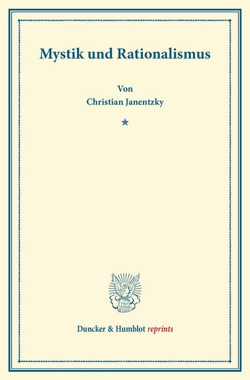 Produktbild: Mystik und Rationalismus.
