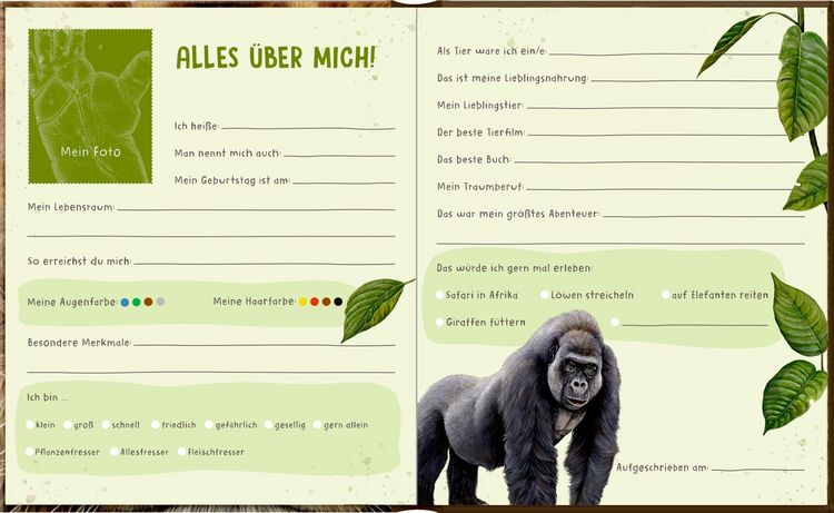Produktbild: Freundebuch: Lebensgr.-Wilde Tiere Afrikas - Meine Freunde
