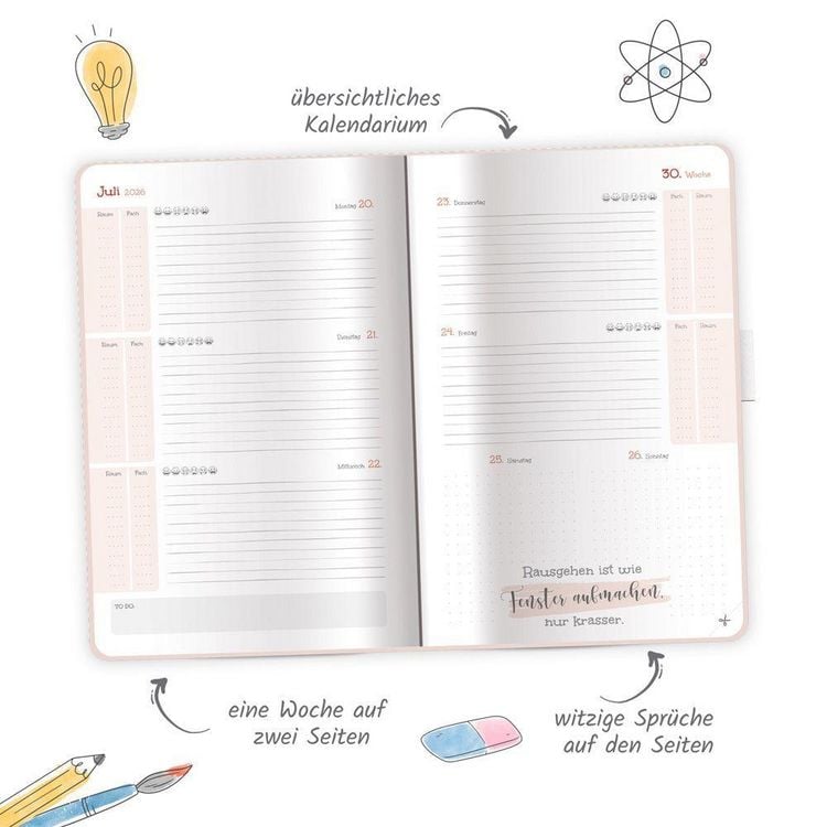 Produktbild: TR&Ouml;TSCH - Sch&uuml;lerkalender Specials mit Gummiband und Stifthalter Calm 26/27