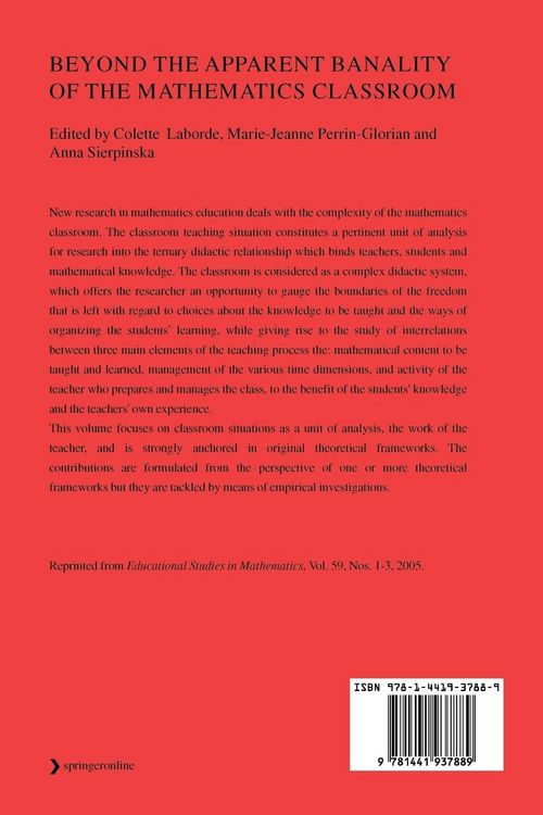 Produktbild: Beyond the Apparent Banality of the Mathematics Classroom