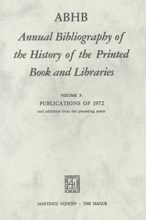 Produktbild: ABHB Annual Bibliography of the History of the Printed Book and Libraries